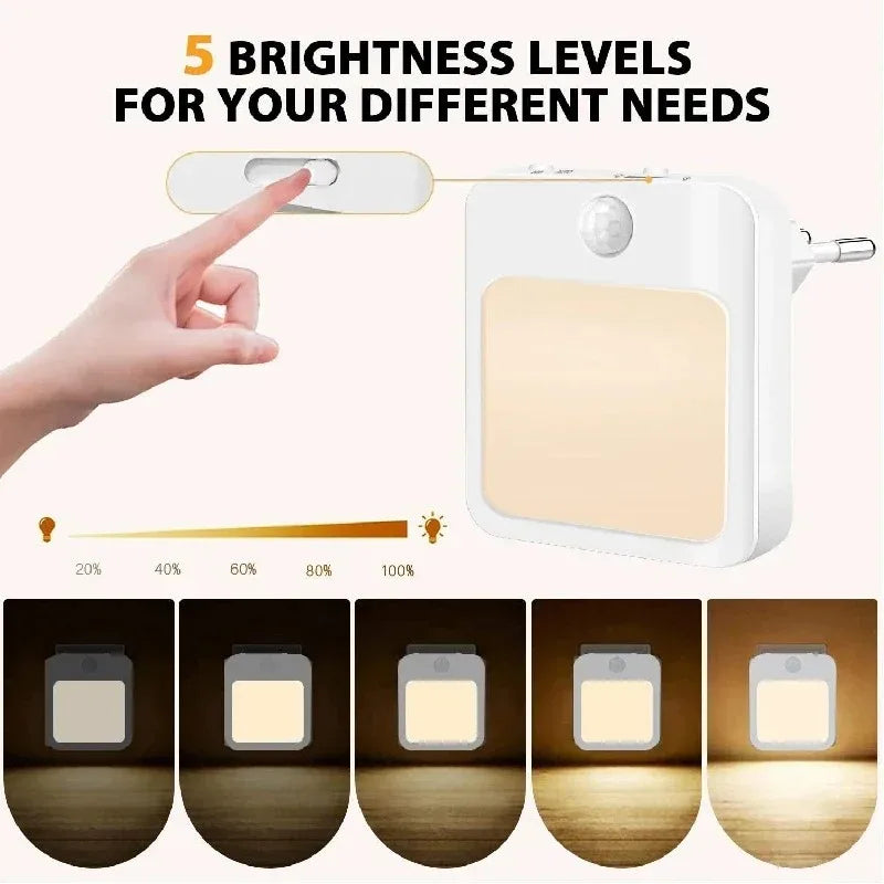 Motion Sensor LED Night Light – Plug-In Bedside Lamp for Kids & Bedroom