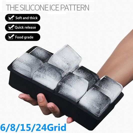 Giant Silicone Ice Cube Tray — Large Square Molds for Cocktails, Juice & Drinks (4 / 6 / 8 / 15 / 24 / 37 Grid)