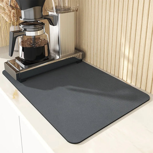 Super Absorbent Kitchen Drying Mat — Non-Slip Dish Drain Pad | Coffee & Countertop Mat