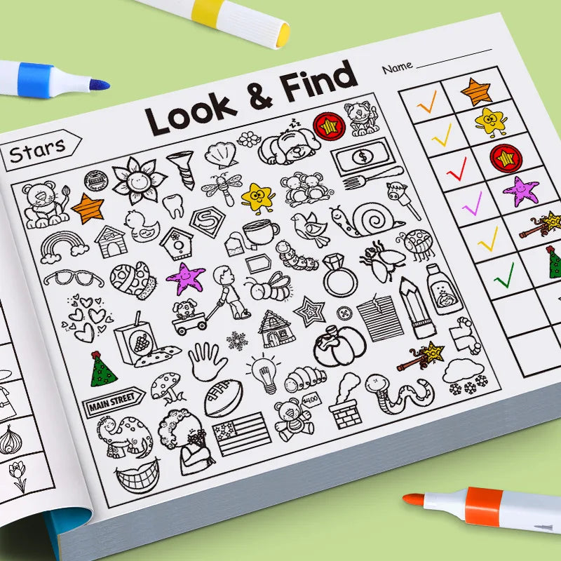 Children’s Search & Find Activity Book – Visual Perception, Colouring, Focus & Handwriting Exercises for Kids (32 Pages)