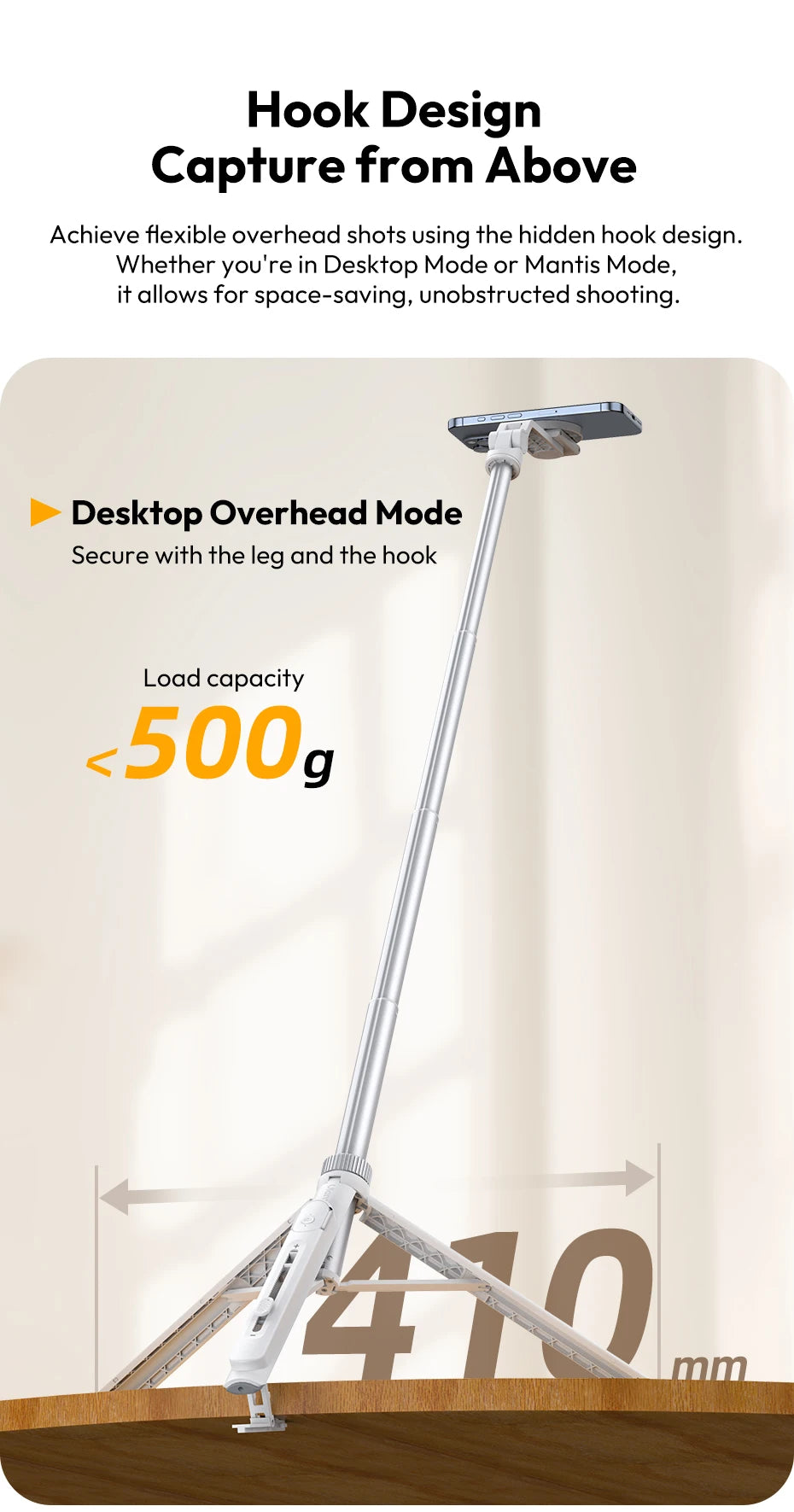 Overhead Phone Tripod with Remote