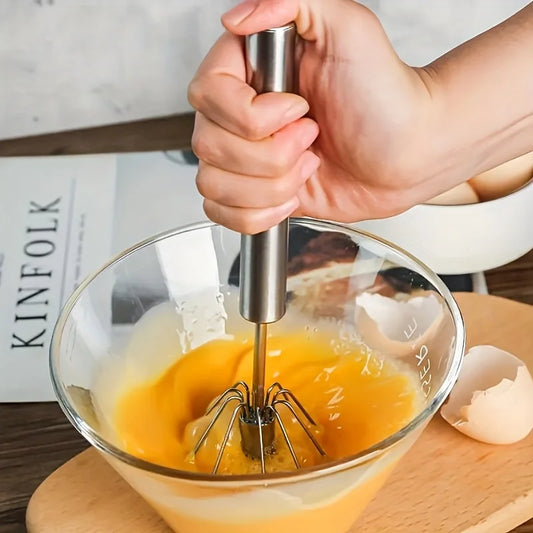 Stainless Steel Egg Beater Durable Semi-Automatic Mixer for Effortless Egg Cream Mixing Stirring and Beating for Kitchen Baki