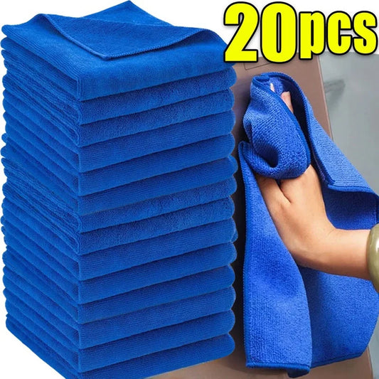 Stack of microfiber car towels in assorted colors