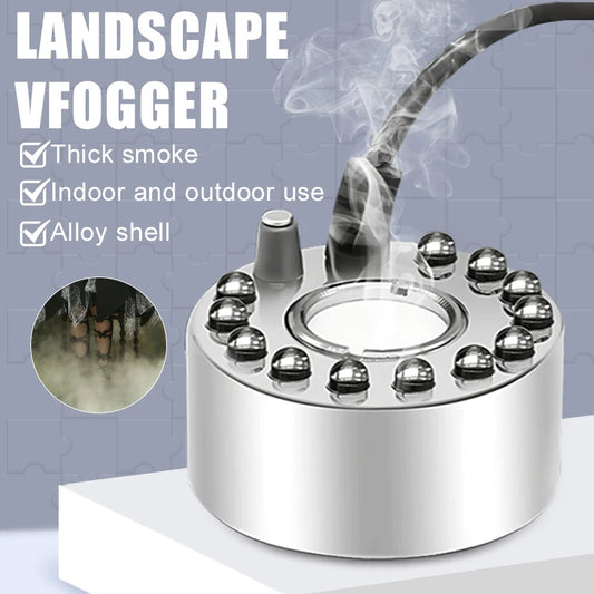 12-LED Color-Changing Ultrasonic Mist Fogger – Halloween Atmosphere Fog Machine for Ponds, Fountains & Party Decor (AU/EU/US/