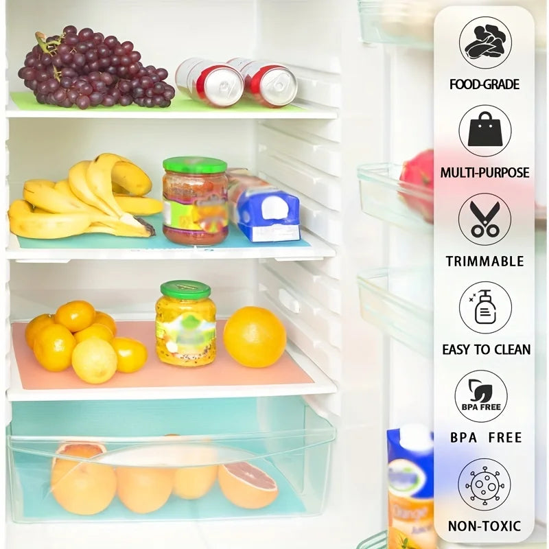 4PCS EVA Waterproof Refrigerator Liner Mat Washable Mildew Kitchen Pad Anti-oil Cabinet Drawer Placemat Heat-insulat Fridge M