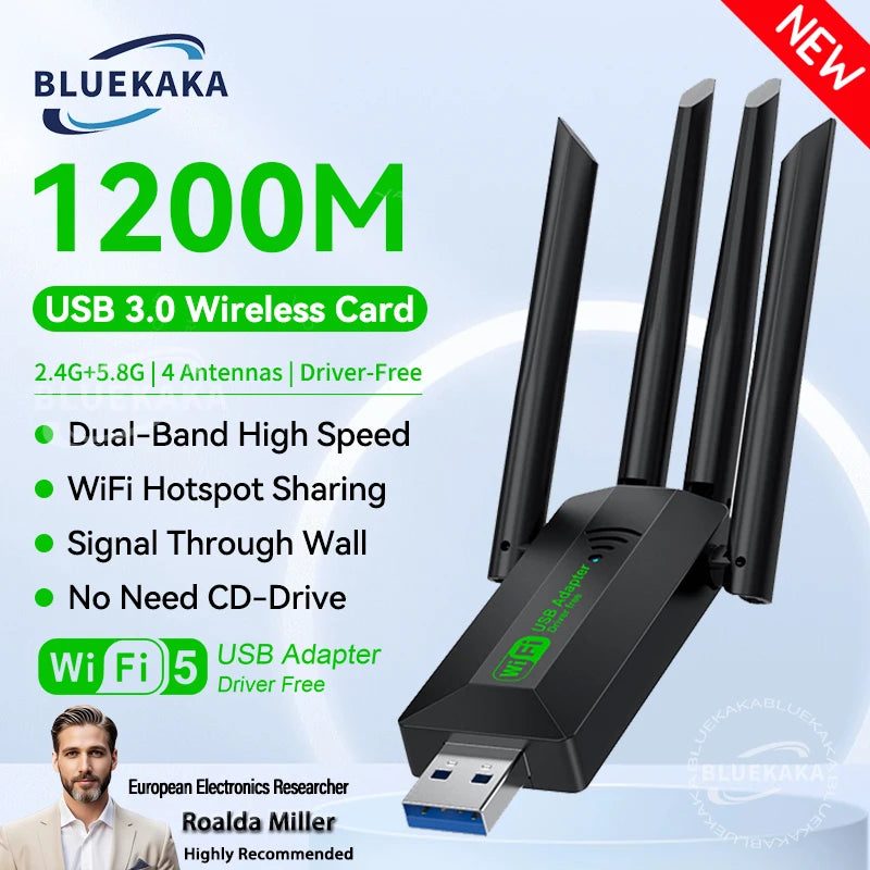 1200Mbps Dual-Band WiFi USB 3.0 Adapter (2.4G/5GHz)