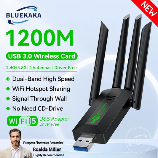 1200Mbps Dual-Band WiFi USB 3.0 Adapter (2.4G/5GHz)