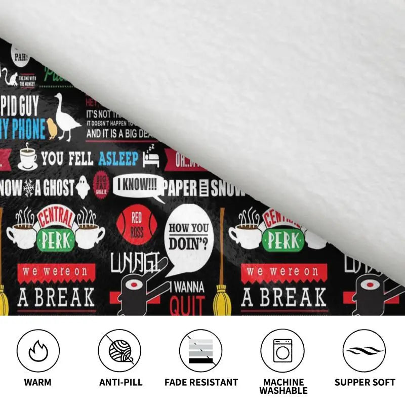 Classic TV Show Central Perk Friends Print Wearable Blanket Hoodie Oversized Sweatshirts Warm Cozy Flannel Fleece Sherpa Blan