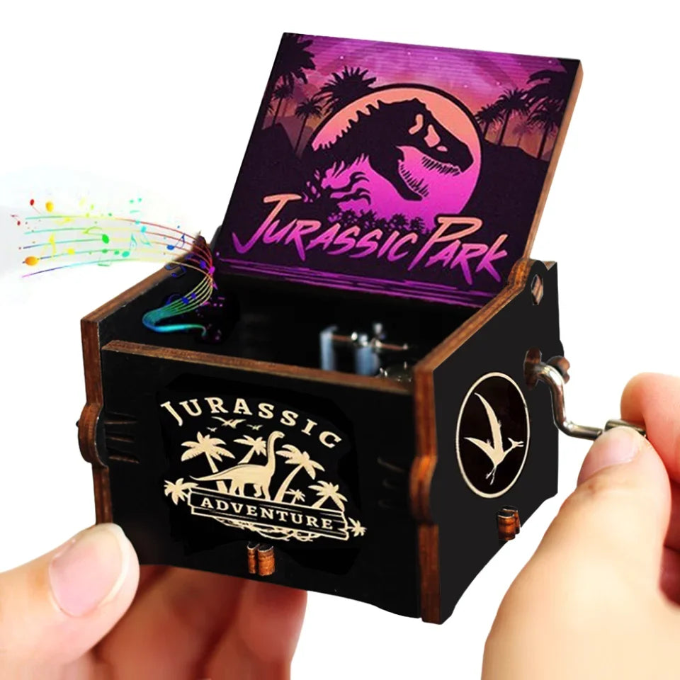 Antique Carved Wooden Hand Crank Music Box – Extended Song Collection with Halloween & Classic Themes