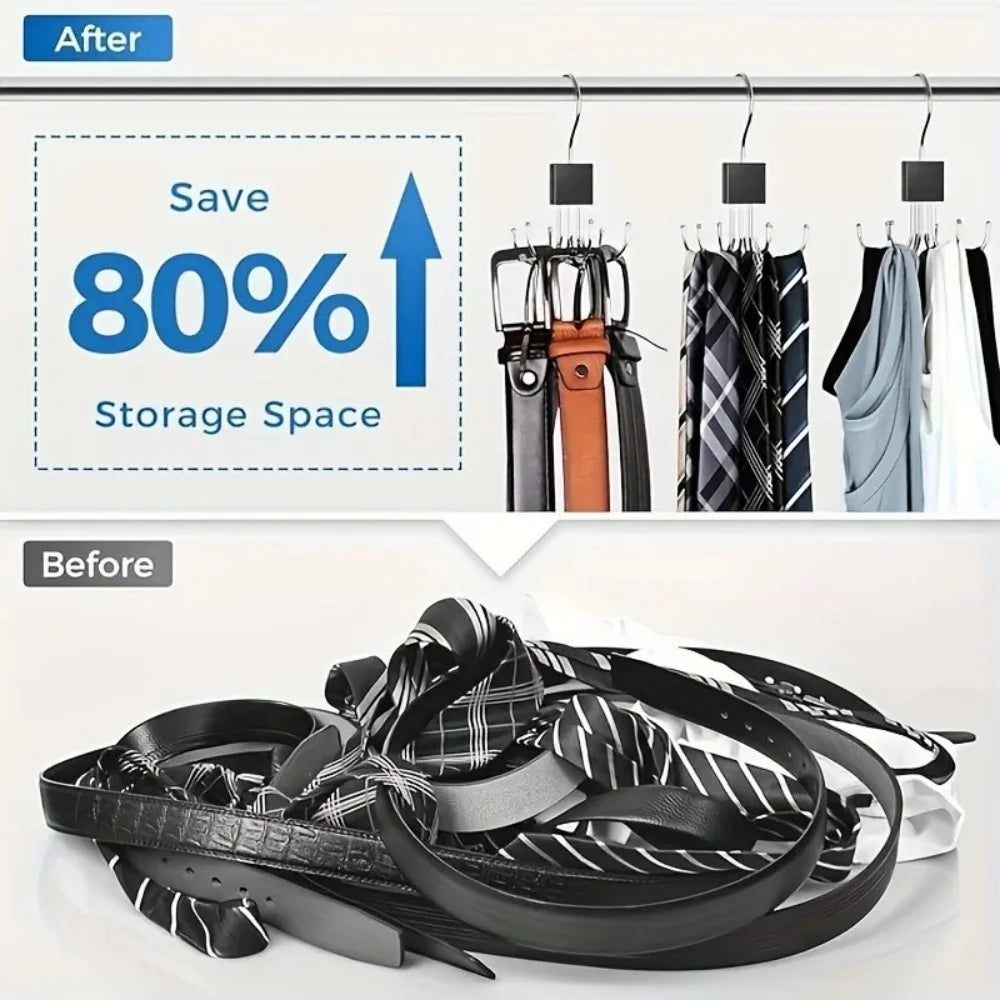 360°Rotating Belt Hanger Hook Durable Belts Rack Organizer for Belts Scarves Bras Ties Home Dorm Storage Hanger Closet Organi