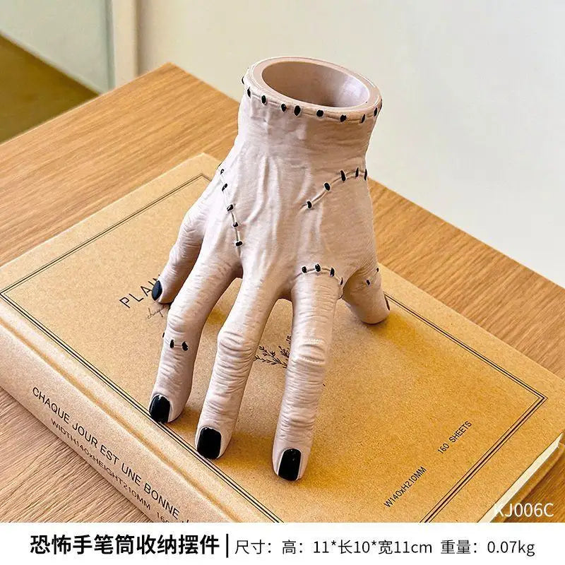 Scary Horror Palm Sculpture – Halloween Desk Pen Holder & Succulent Planter Ornament (2 Styles)