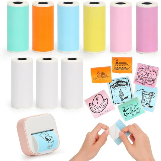 Mini Printer Sticker Paper, Thermal Paper Rolls For T02/M02 and Mini Printer, Smooth Color Self-Adhesive Paper 25X57mm Papera