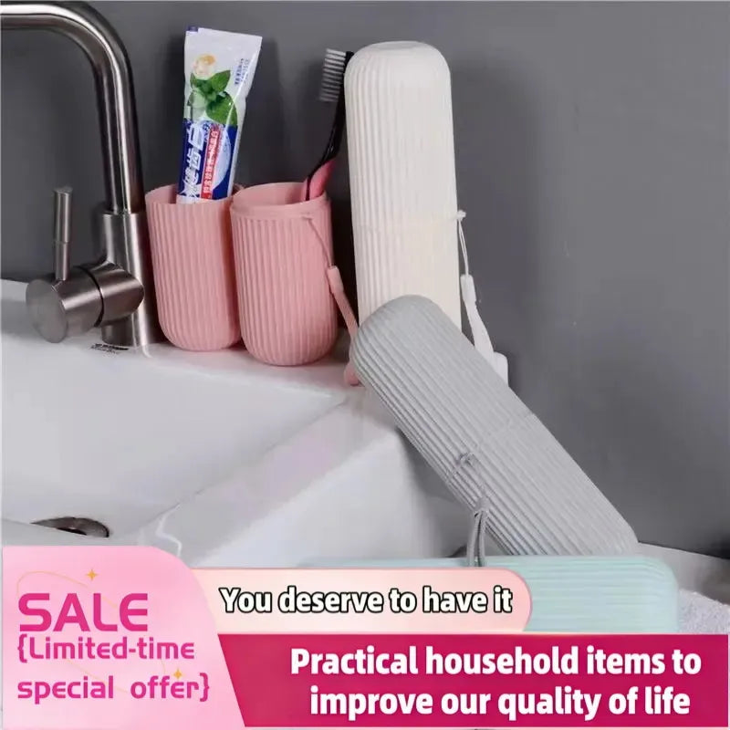 Portable Toothpaste Toothbrush Protect Holder Case Travel Camping Storage Box Organizer Travel Toiletries Storage Cup New Cre