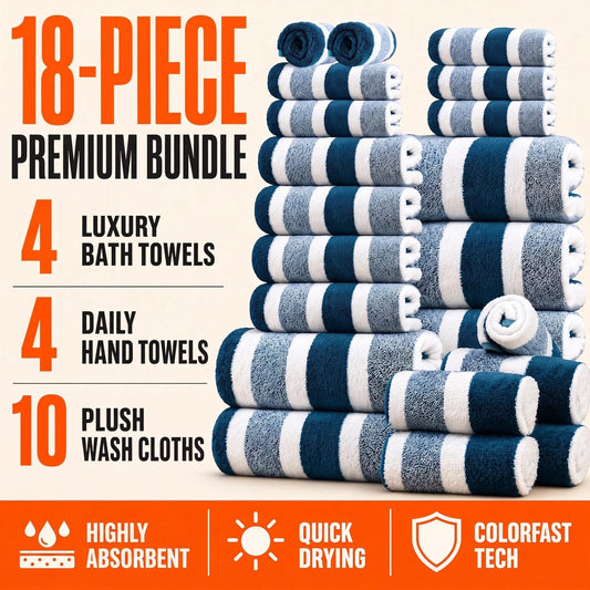 18-Piece Luxury Bath Towel Set - Quick-Dry & Ultra-Soft