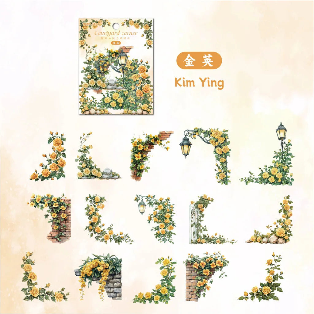 Flower Corner PET Stickers – 30pcs Decorative Floral Sticker Pack for Diary, Scrapbooking, Junk Journal & Album Decoration (6