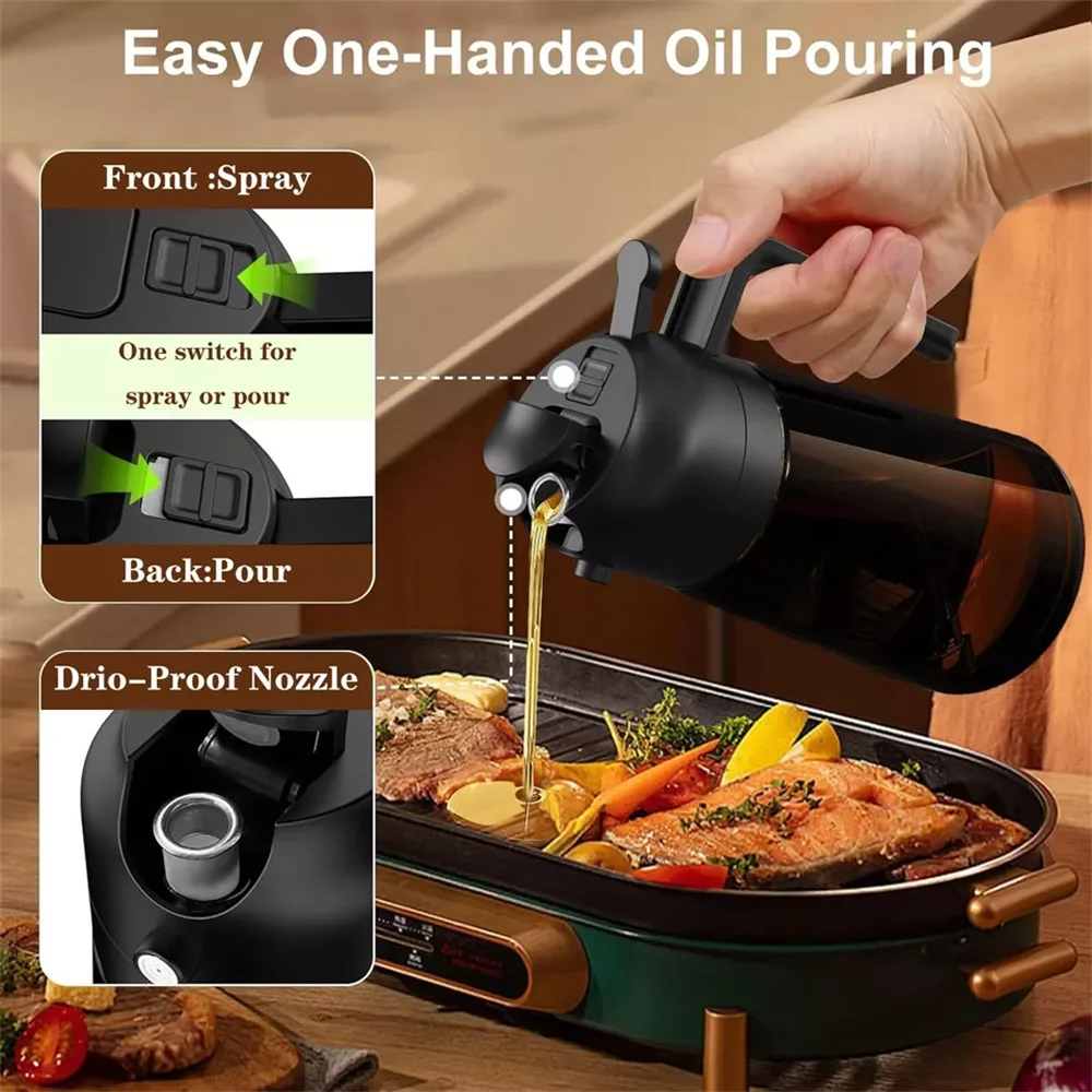 Glass Olive Oil Dispenser Bottle with Pourers & Drip-Free Spout