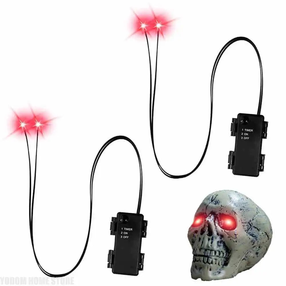 Halloween LED Glowing Eyes with Auto Timer – 2pc Light-Up DIY Eyes for Masks, Pumpkins, Skulls & Outdoor Props