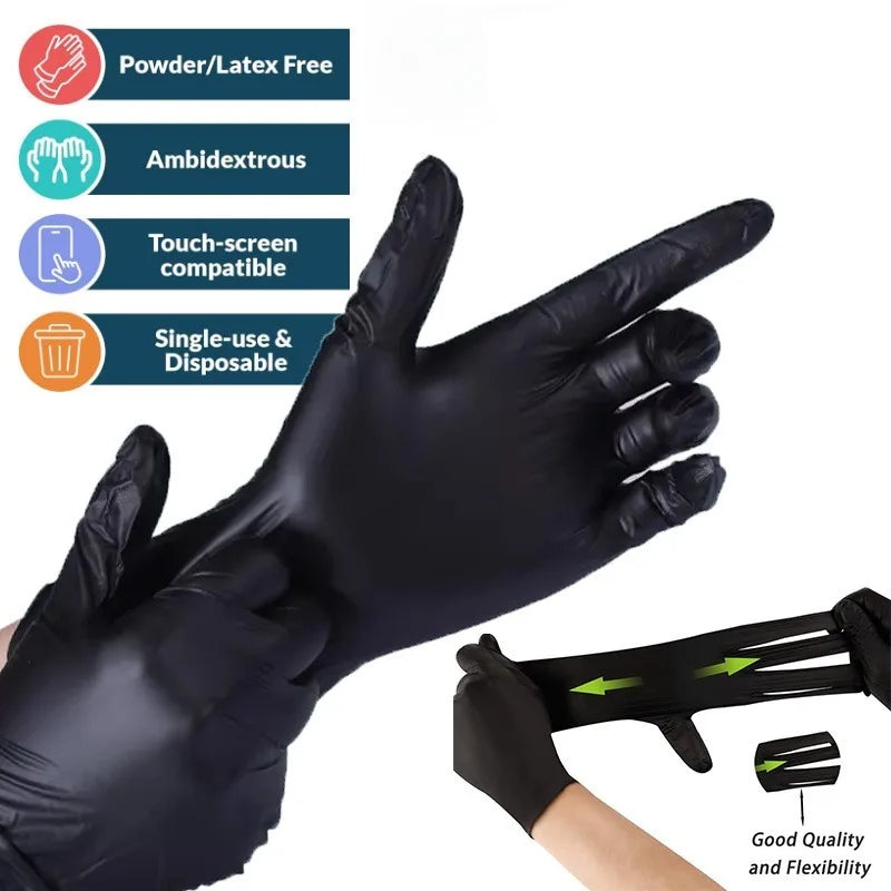 20/50/100PCS Disposable Black Nitrile Gloves for Household Use Latex Free Powder Free Cleaning Gloves Tattoo Hairdressing Too