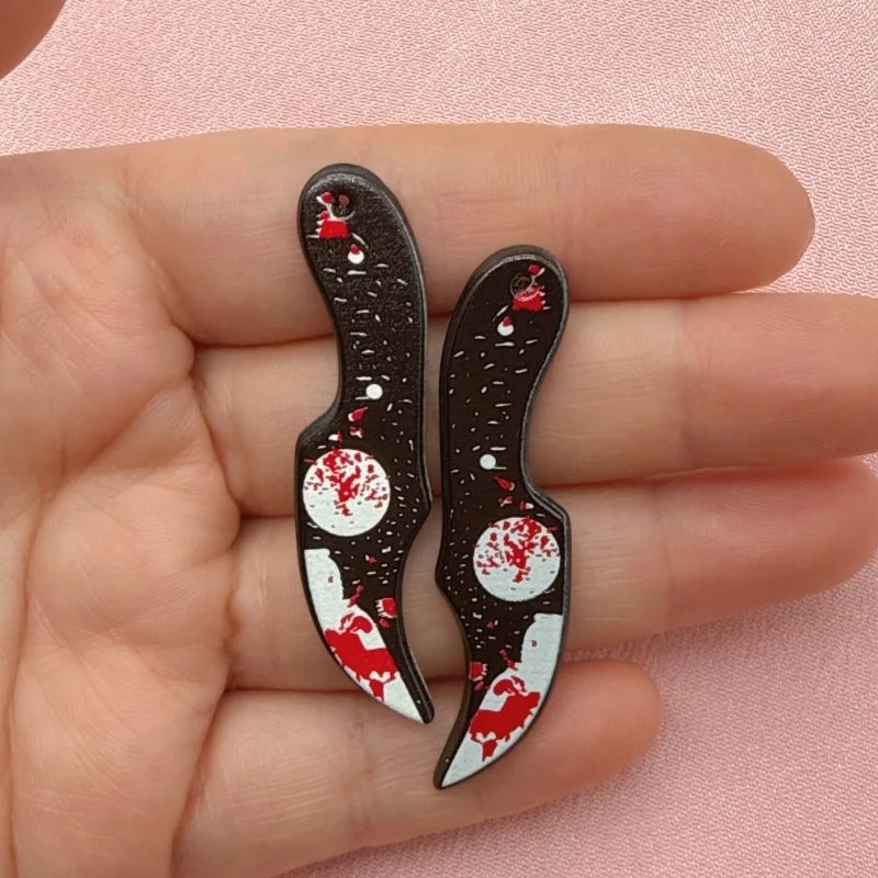 12pcs Acrylic Halloween Sword & Knife Charm Set – DIY Earrings, Necklace & Keychain Pendants
