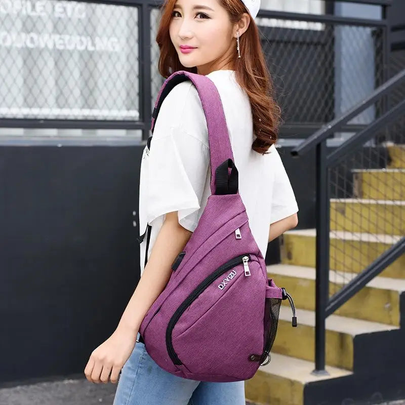 Unisex Sling Chest Bag with USB Charging Port – Crossbody Travel & Sports Bag