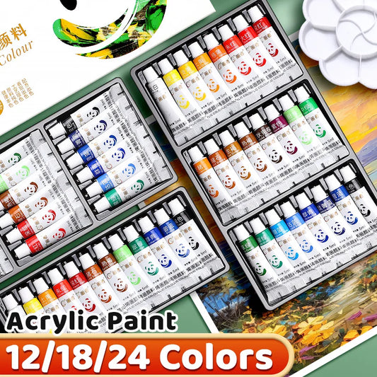 Acrylic Paint Set – Waterproof Rich-Pigment Acrylic Paints for Canvas, Rock, Glass & Paper (12, 18 or 24 Colours, 5ml Each)