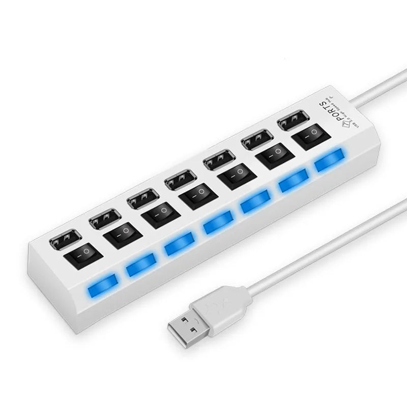 4/7-Port USB 2.0 Hub with Individual LED Switches