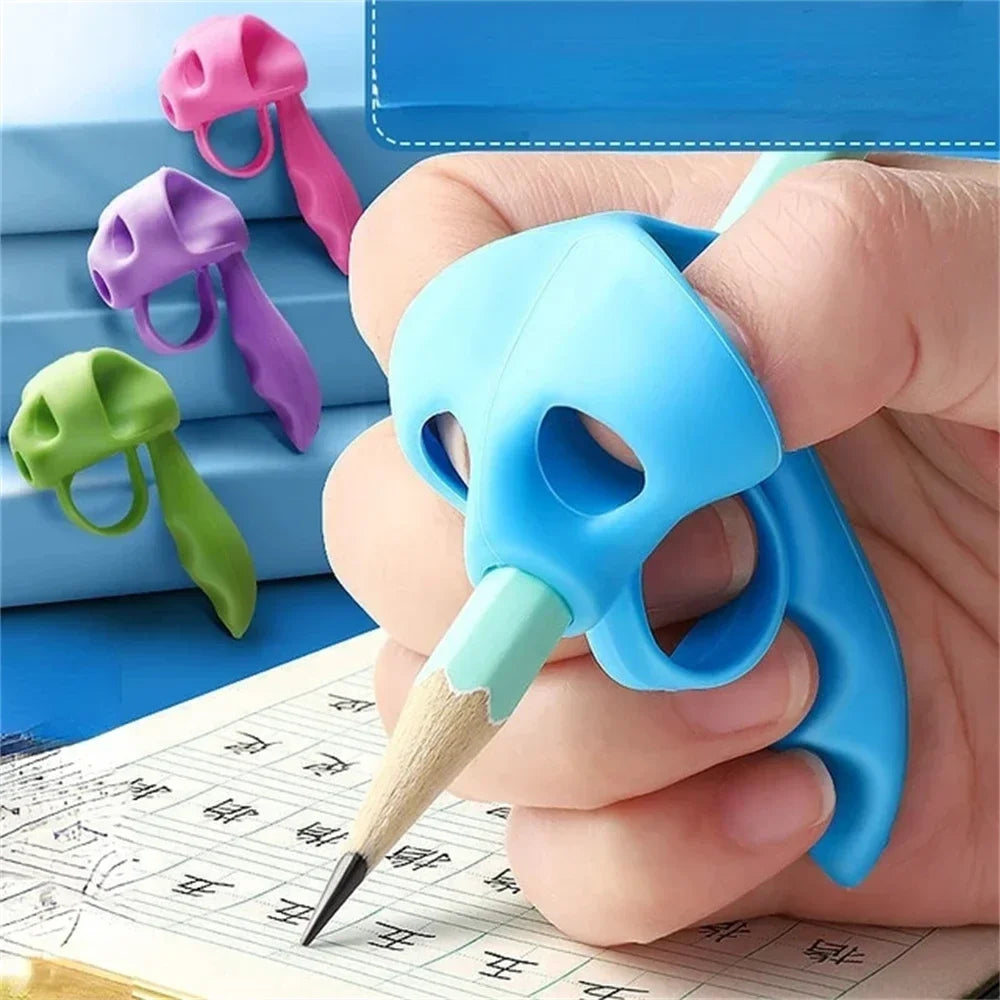 4-Pack Ergonomic Pen Grip Correctors – Five-Finger Posture Trainer for Kids Learning to Write (Mixed Colours)