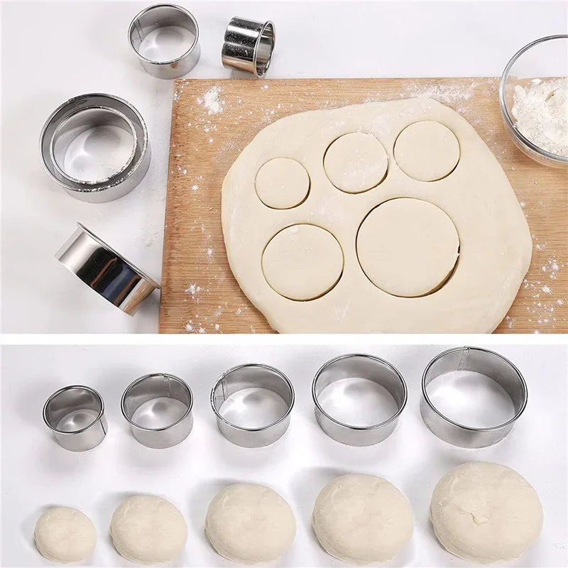 Stainless Steel Round Biscuit & Cookie Cutter Set — 3/5PCS