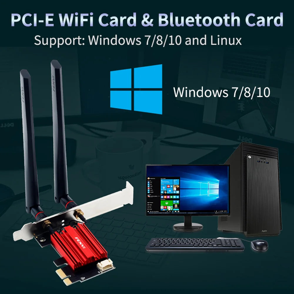 FENVI AC1200 Dual-Band WiFi PCIe Card with Bluetooth 4.0