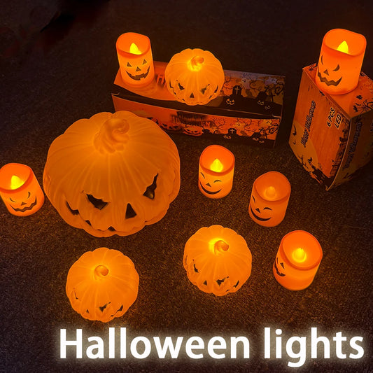 Halloween Pumpkin Lantern – Skull & Ghost Face LED Candle Lamp for Bedroom, Garden & Party Decor