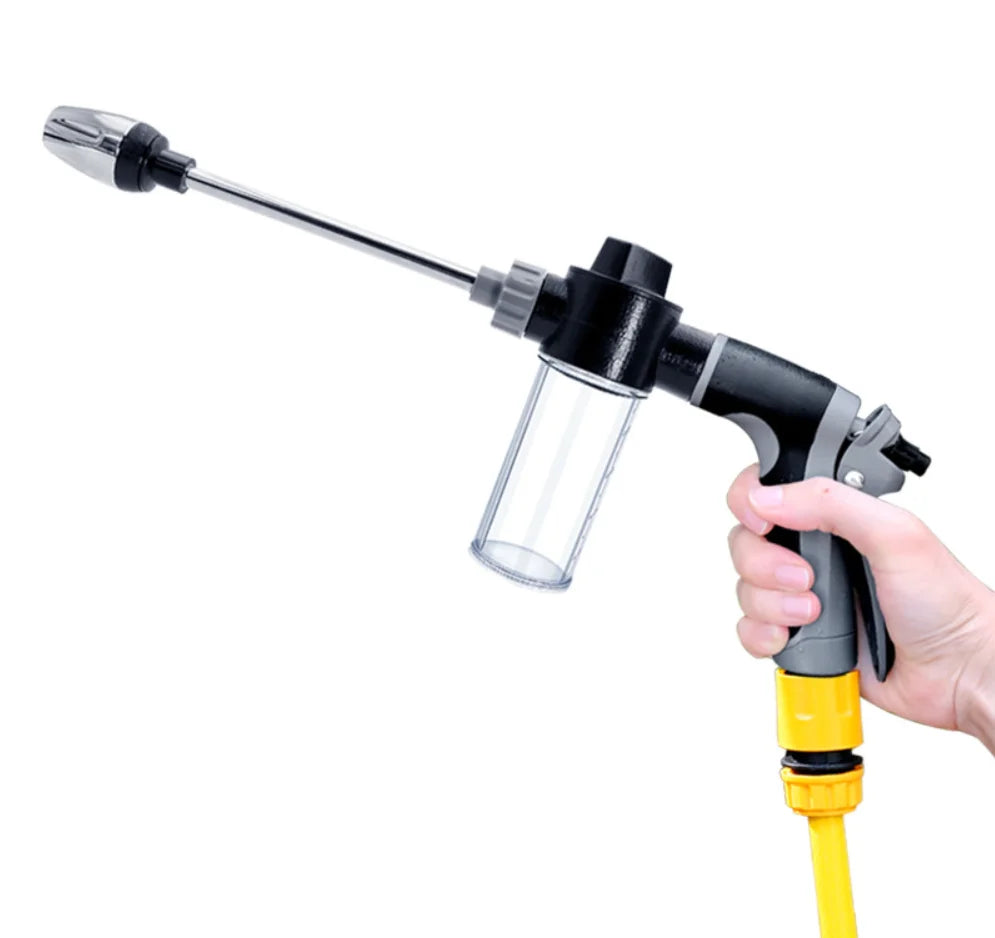 Garden Hose Sprayer Nozzle with Foam Cannon — High Pressure Wand for Car Wash, Watering & Outdoor Cleaning