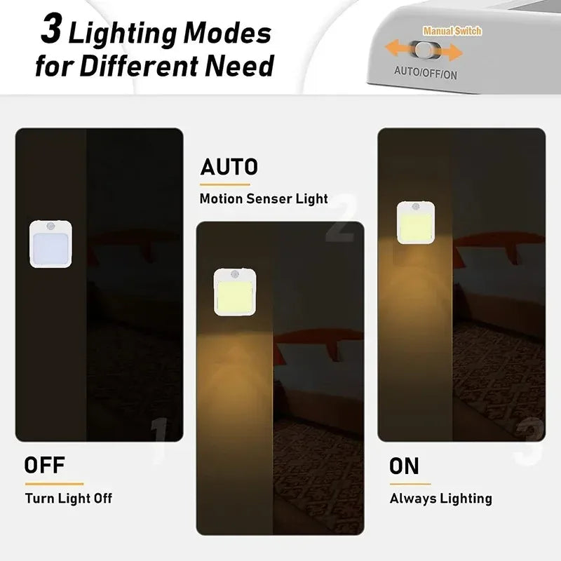 Motion Sensor LED Night Light – Plug-In Bedside Lamp for Kids & Bedroom