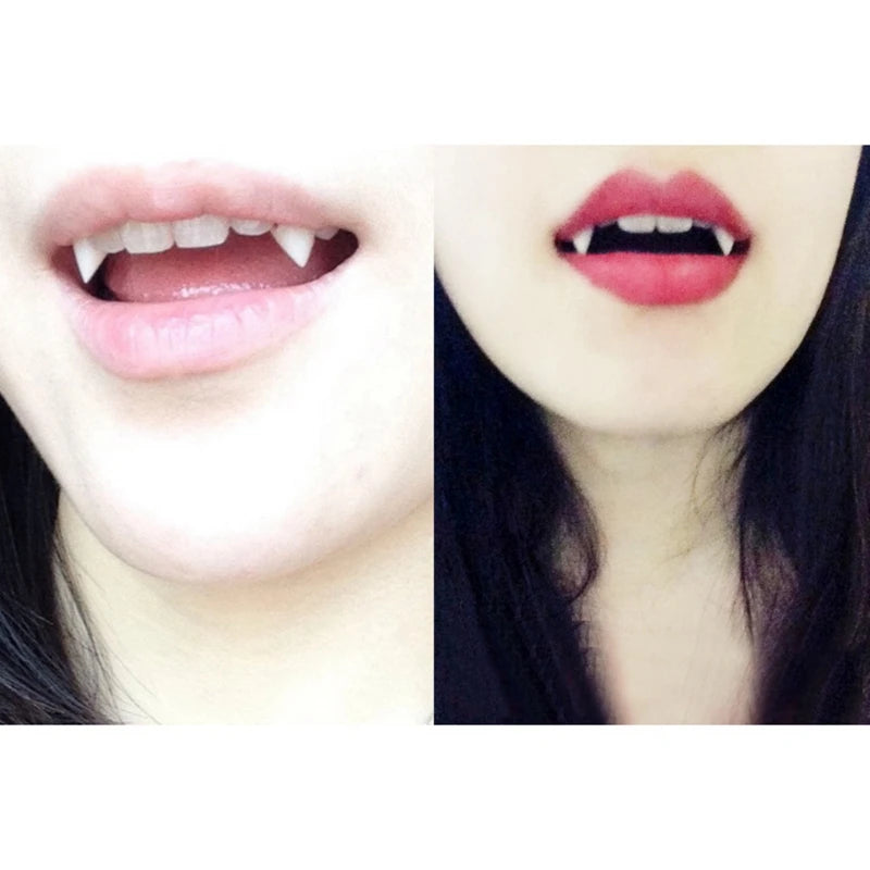 Halloween Vampire & Werewolf Fang Dentures – Fake Teeth Cosplay Prop for Adults & Kids (4 Sizes)