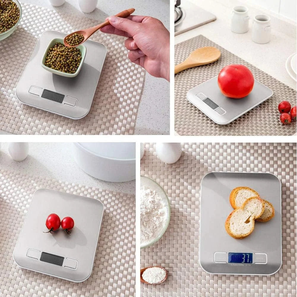 Digital Kitchen Scale 10/5kg-1g LED Display Stainless Steel Panel Electronic Scales for Home Food Snacks Weighing Baking Tool