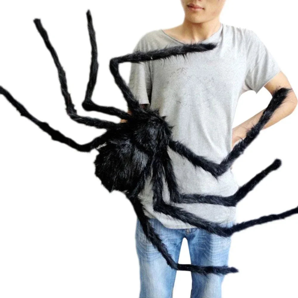 Giant Poseable Plush Spider – Halloween Decoration & Prank Prop for Indoor & Outdoor Haunted House (8 Sizes: 30cm–200cm)