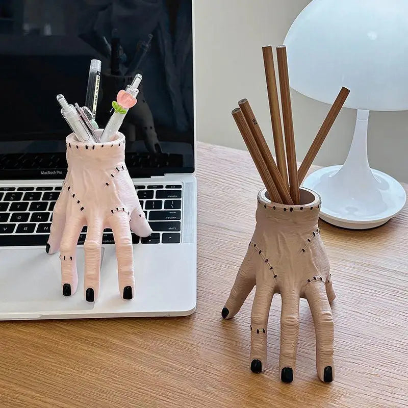 Scary Horror Palm Sculpture – Halloween Desk Pen Holder & Succulent Planter Ornament (2 Styles)