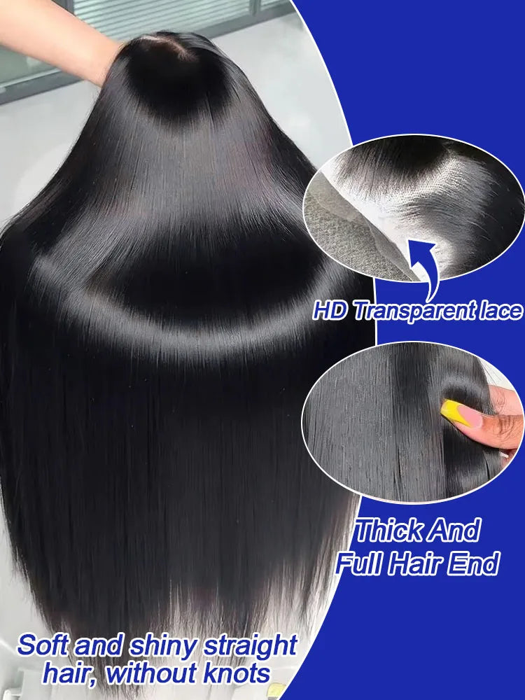 Bone Straight Human Hair Wig – 13x4 & 13x6 HD Lace Front, 200%-300% Density, 20–40 Inch