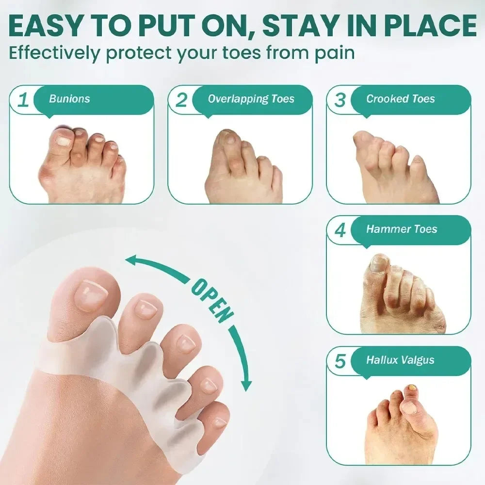 Soft Silicone Toe Separators – Gel Toe Spacers for Foot Relief