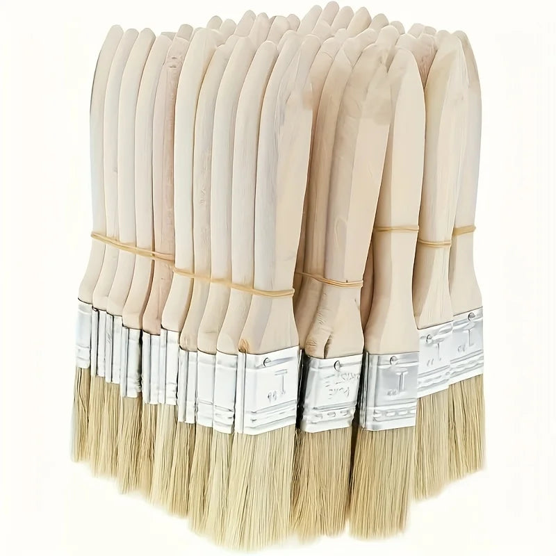 Set of pig mane paint brushes with wooden handles
