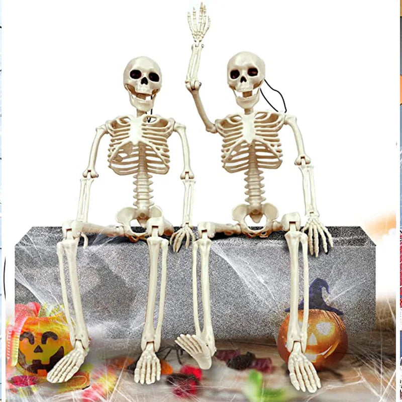 40cm Poseable Human Skeleton – Haunted House Horror Prop & Halloween Party Decoration (1 or 2 Pack, Ages 14+)