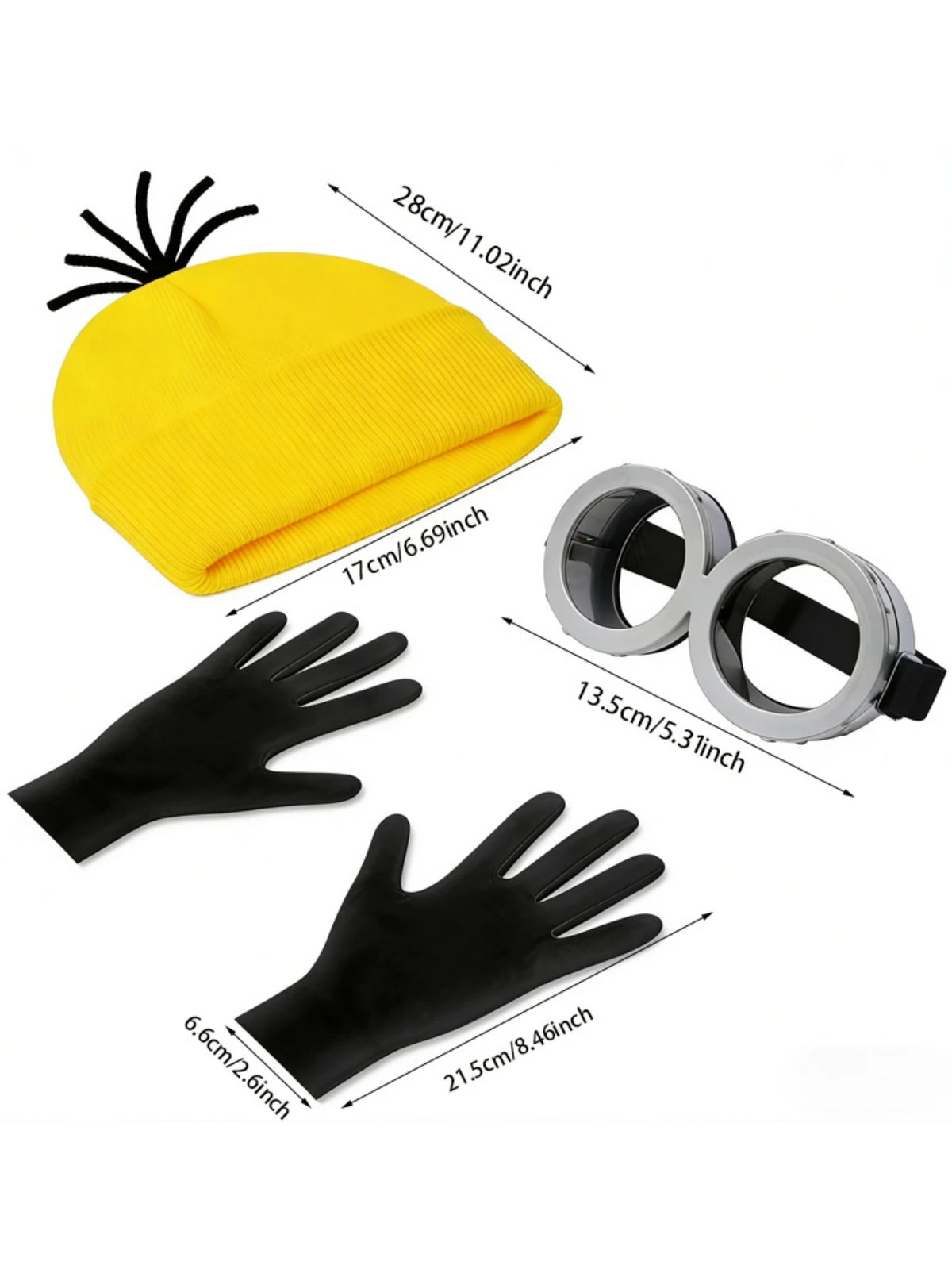 4pc Halloween Costume Accessory Set – Hat, Gloves & Glasses Strap for Cosplay, Party & Role-Play Outfits
