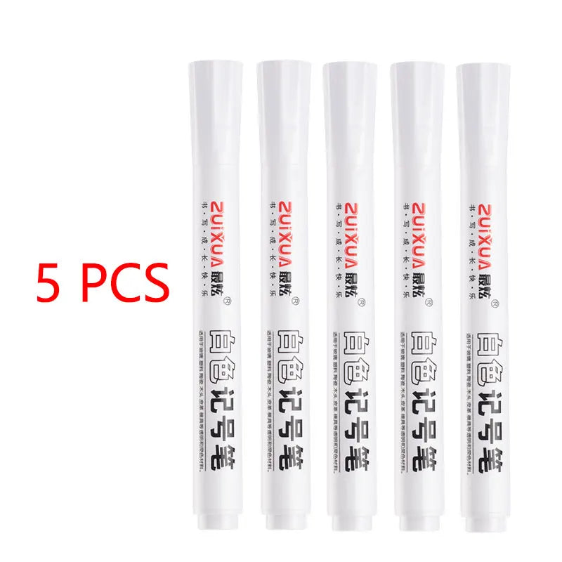 1/3/5 Pcs White Marker Pens 2.0mm Oily Waterproof White Gel Pen DIY Graffiti Sketching Markers Stationery Wrting School Supplies
