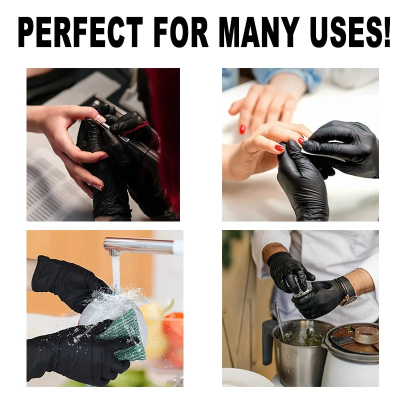 20/50/100PCS Disposable Black Nitrile Gloves for Household Use Latex Free Powder Free Cleaning Gloves Tattoo Hairdressing Too