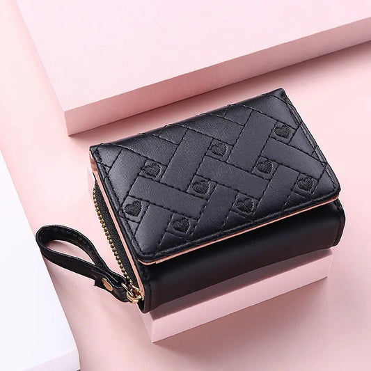 Women’s Compact PU Wallet – Multi-Slot Card Organizer with Zipper Coin Pocket