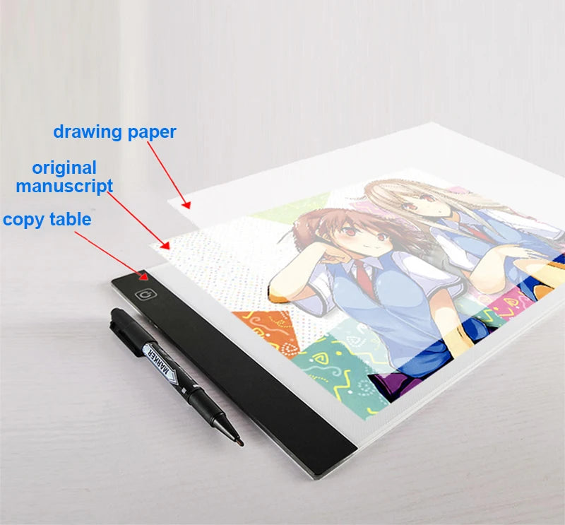LED Light Tracing Pad for Kids – 3-Level Dimmable Drawing Copy Board