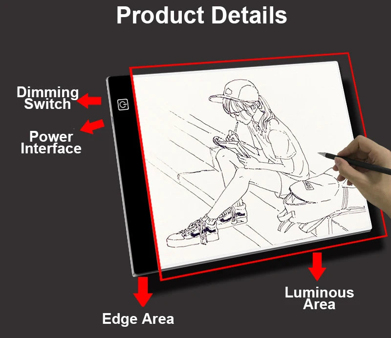 LED Light Tracing Pad for Kids – 3-Level Dimmable Drawing Copy Board