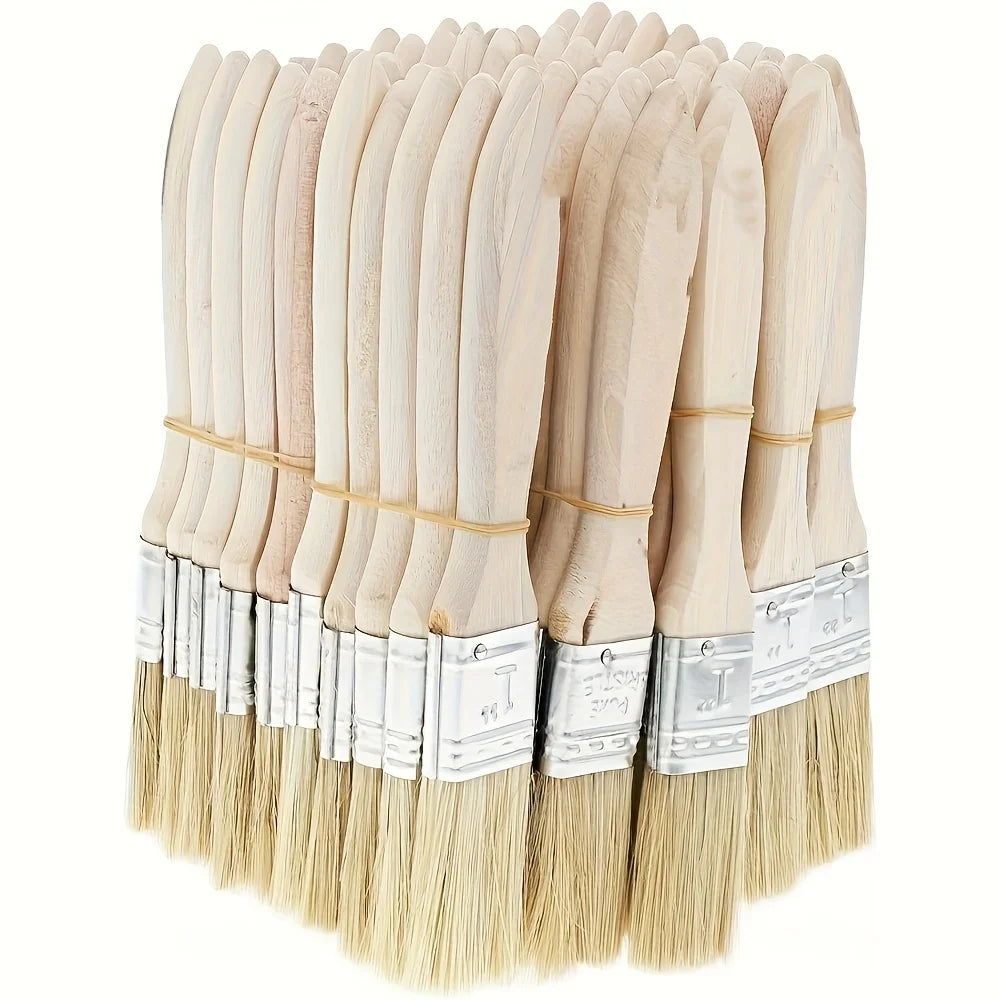 10 pig mane brushes, suitable for art, handicrafts, plastering, painting, glue application, wooden handles