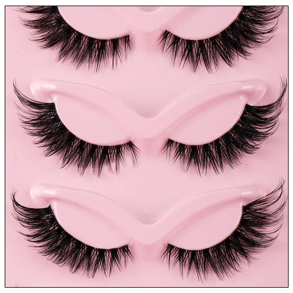 Cat Eye Manga Lashes – 3 Boxes (15 Pairs) Natural Long Winged Fake Eyelashes