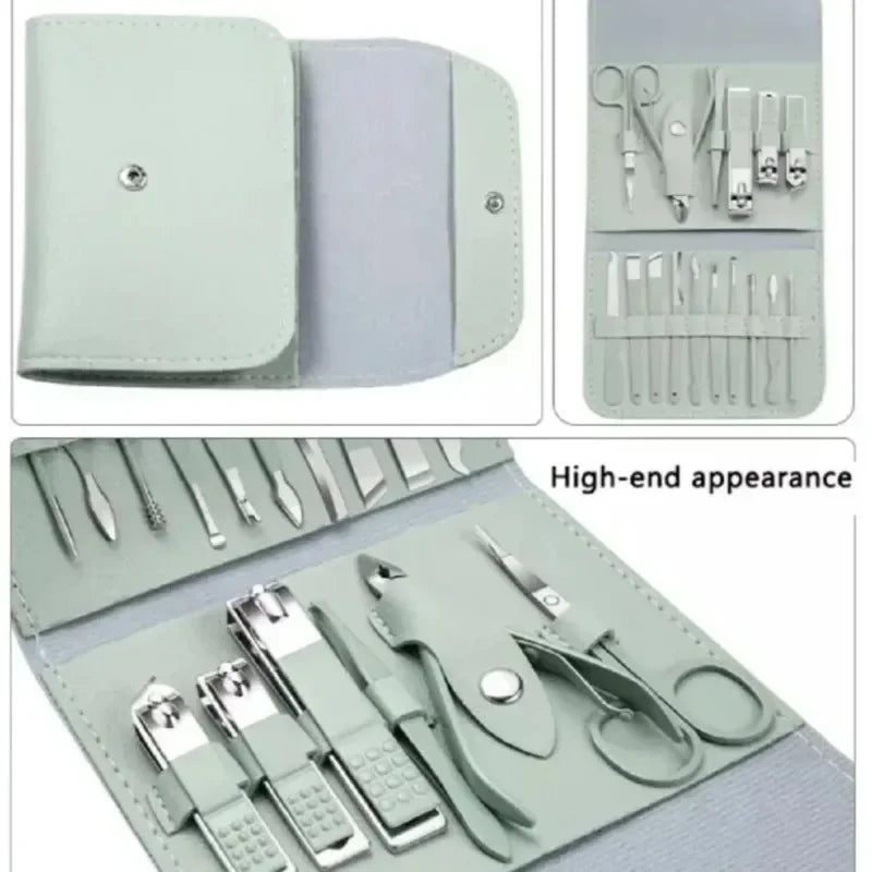 16-Piece Stainless Steel Nail Clippers & Manicure Pedicure Grooming Kit