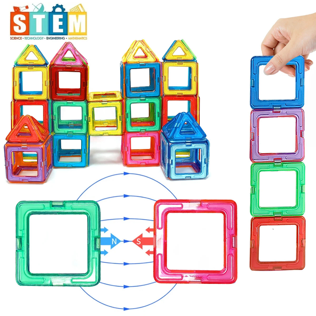 Magnetic Building Blocks – Medium Size STEM Construction Toy for Kids Ages 4–12 (20 to 84 Pieces)